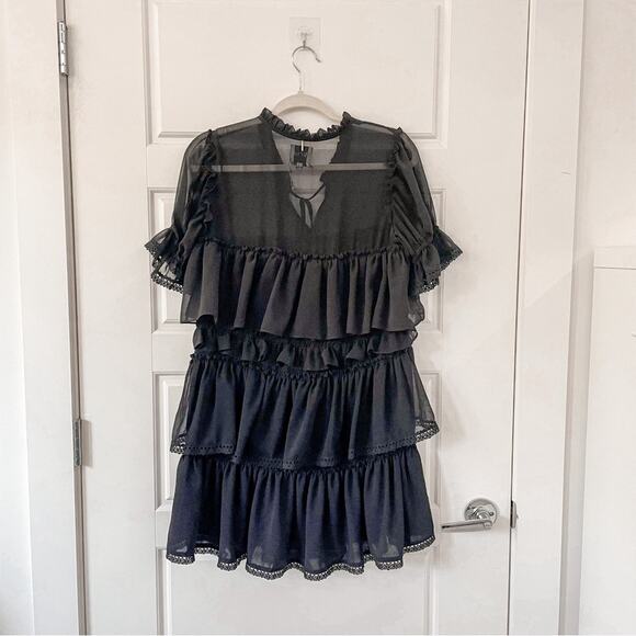 NEW MISA Los Angeles Jazmine Ruffle Popover Mini Dress - Picture 8 of 9